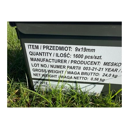 Amunicja 9x19 hermetyczna, MESKO w konserwie 1600szt